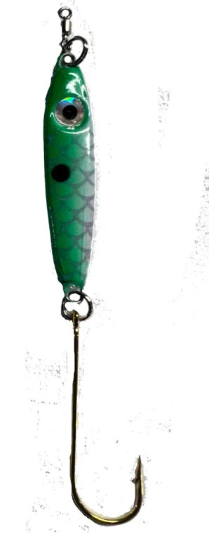 Bink's Minnow Spoon (Single Hook) 1/4oz - White/Flourescent Green Back