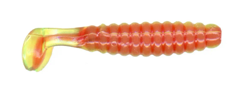 Charlie Brewers 1.5" Crappie/Panfish Slider Grubs 18/pk - Chartreuse/Red Core