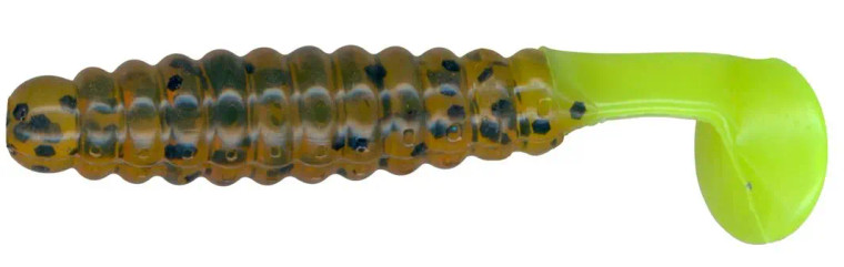 Charlie Brewers 1.5" Crappie/Panfish Slider Grubs 18/pk - Pumpkin Chartreuse