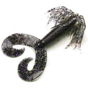 Chompers Skirted Grub Double Tail 5" - 10 pack - Smoke/Purple Flake