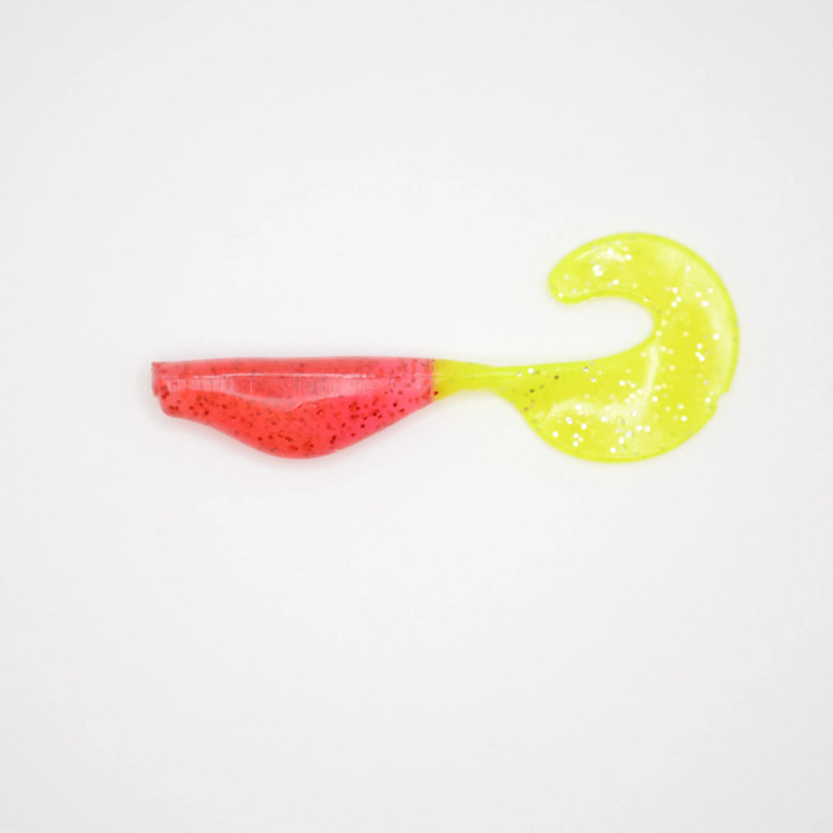 Crappie Slammers 10ct Grub Shad - Red Chartreuse Sparkle