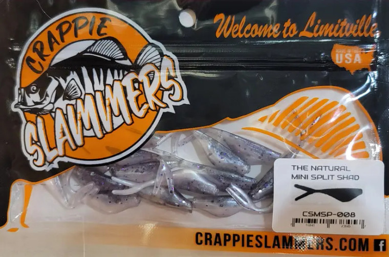Crappie Slammers 15ct Mini Split Shad - The Natural