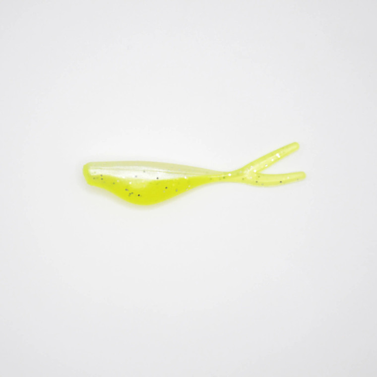Crappie Slammers 12ct Split Shad - White Pearl Chartreuse Sparkle