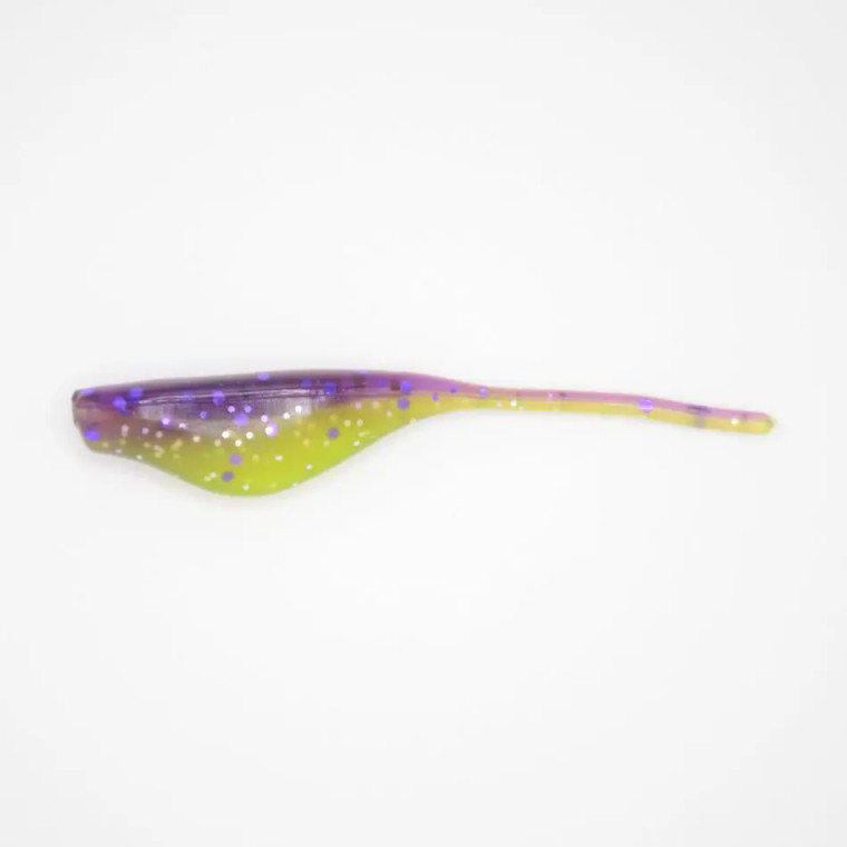 Crappie Slammers 12ct Straight Shad - Purple Chartreuse Sparkle