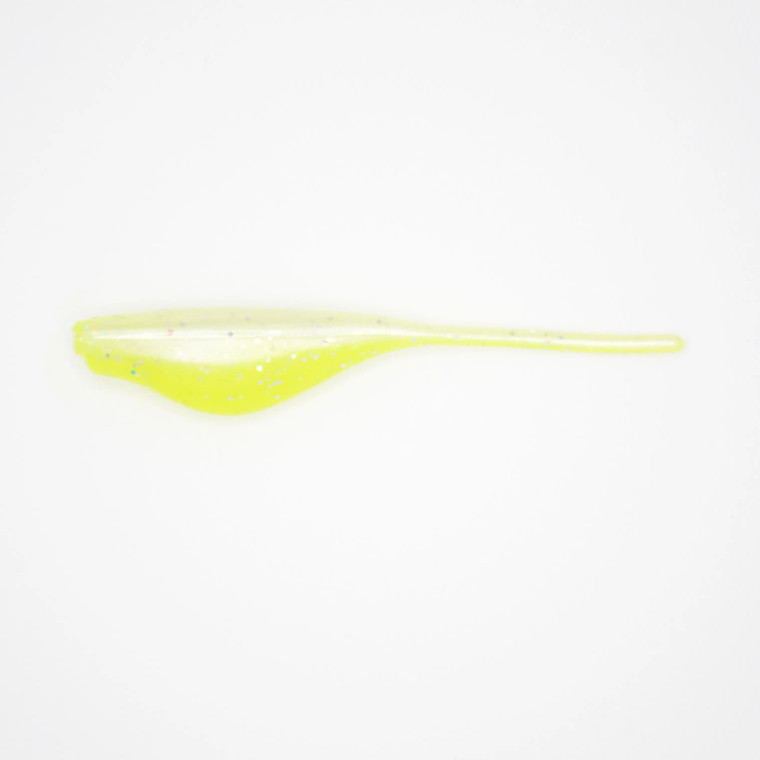 Crappie Slammers 12ct Straight Shad - White Pearl Chartreuse Sparkle