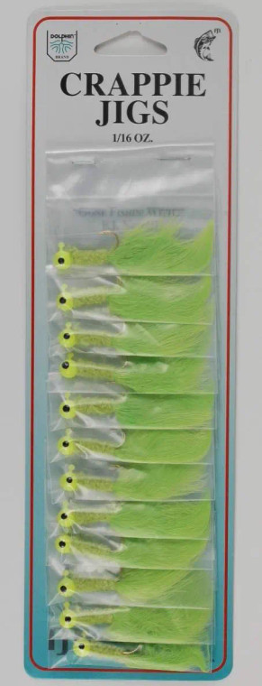 Import Crappie Jigs 12/Card 1/16oz - Chartreuse