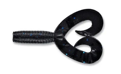 Yamamoto 5" Double Tail Grub 20pk - Blk w/Lg Blue Flk