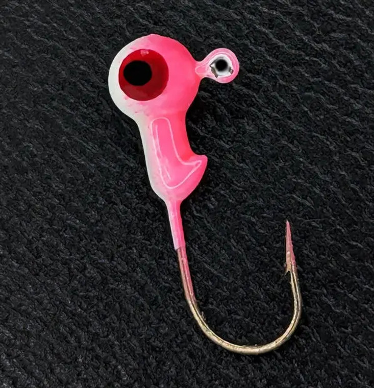 Head Hunter - 1/4oz Painted Round Head Jig 100pk - White/Hot Pink