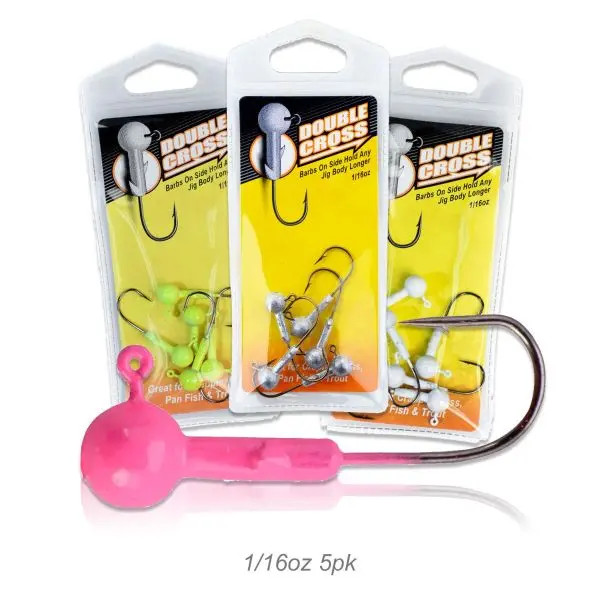 Leland's Lures Double Cross Jig Heads 5pk - Pink