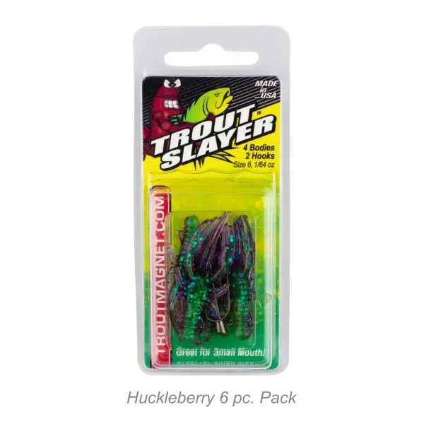Leland's Lures Trout Slayer Tiny Craw 6pk - Huckleberry
