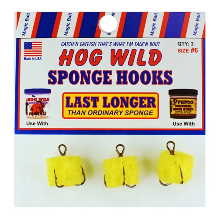 Magic Bait Hog Wild Sponge Hooks 3/pkg #6