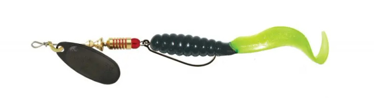 Mepps - 1/4oz Comet Combo - Black-Black/Chart Pearl Tail