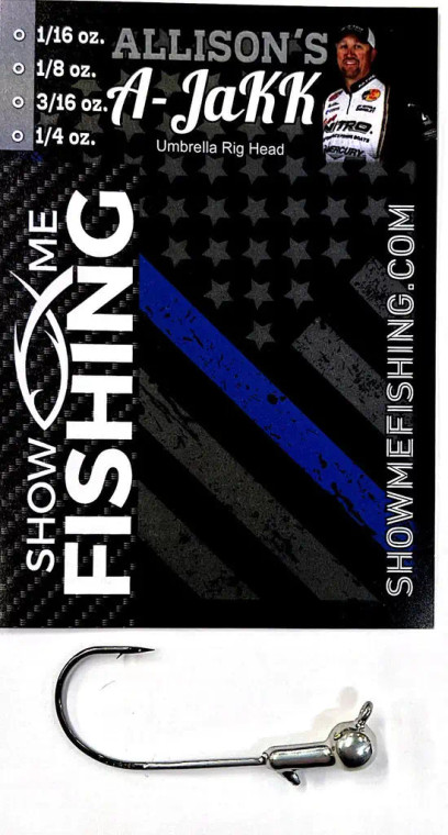 Show-Me Fishing Allison's A-JaKK Umbrella Rig Head 18pk 1/4oz Chrome