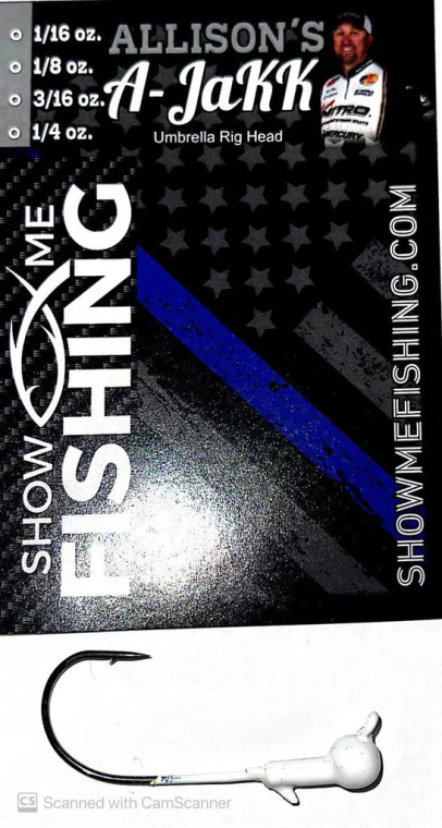 Show-Me Fishing Allison's A-JaKK Umbrella Rig Head 3pk 1/8oz White