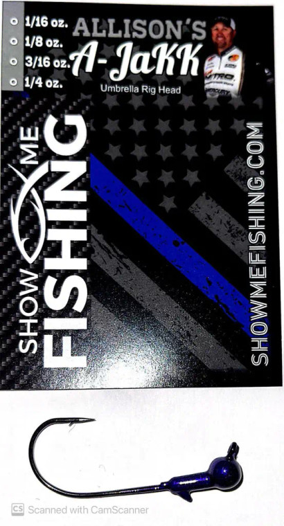 Show-Me Fishing Allison's A-JaKK Umbrella Rig Head 3pk 1/16oz Purple