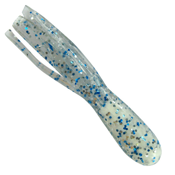 Southern Pro - 1.5" Crappie Tube 50pk White Core/Clear Blue & Silver