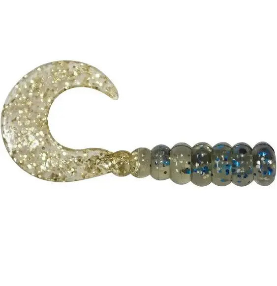 Southern Pro - 2" Hot Grub 50pk - Smoke Blue and Gold Sparkle / Clear Gold Sparkle