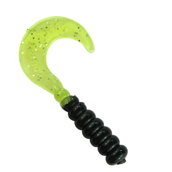 Southern Pro - 2" Hot Grub 50pk - Black/Chartreuse Sparkle