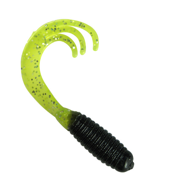 Southern Pro - 2" Triple Tip Grub 50pk - Black Chartreuse Sparkle