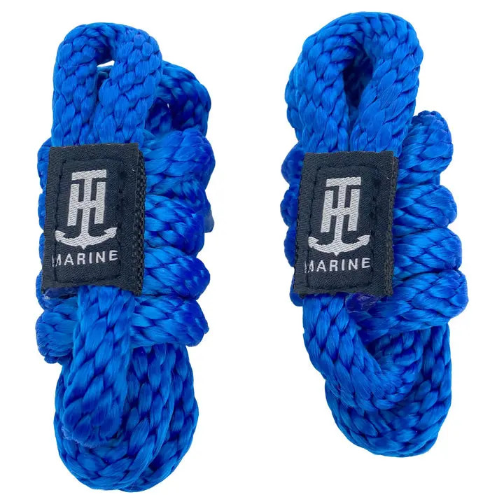 TH Marine - Boater Essentials Fender Line 3/8" x 60" (5 feet) SOLID BRAIDED ROPE W/ LOGO -Blue (PAIR) - MFP