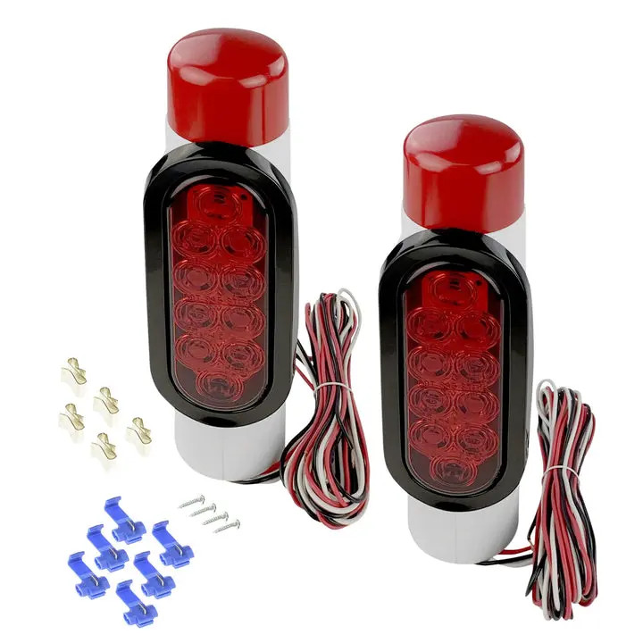 TH Marine - Boater Essentials LED Trailer Light Kit Guide-On 2" Pipe Mount 9' Wire
