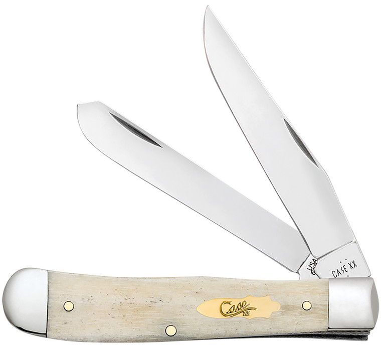 Case 11020 Trapper  Folding Clip PointSpey Plain Mirror Polished TruSharp SS Blade Smooth Natural Bone Handle