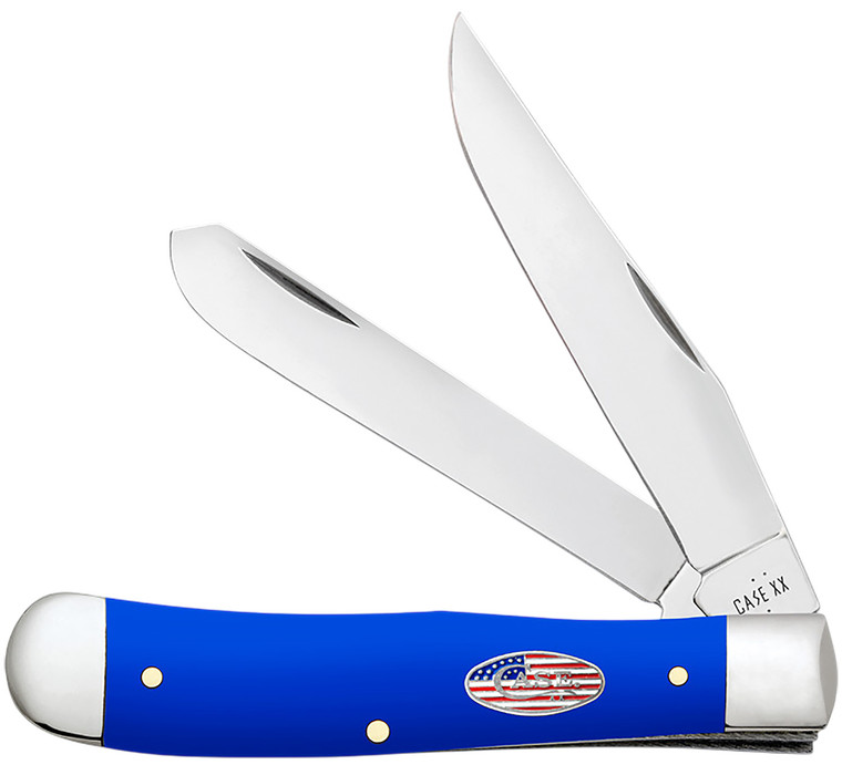 Case 16400 USMC  Folding Clip PointSpey Plain TruSharp SS Blade Smooth Royal Blue Synthetic Handle