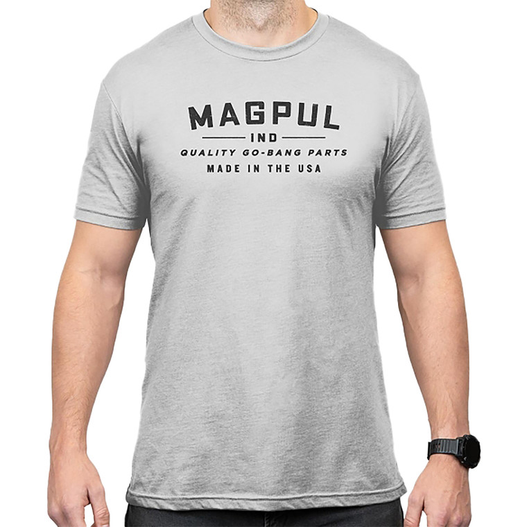 Magpul MAG1112041S Go Bang Parts  Stone Gray Heather CottonPolyester Short Sleeve Small