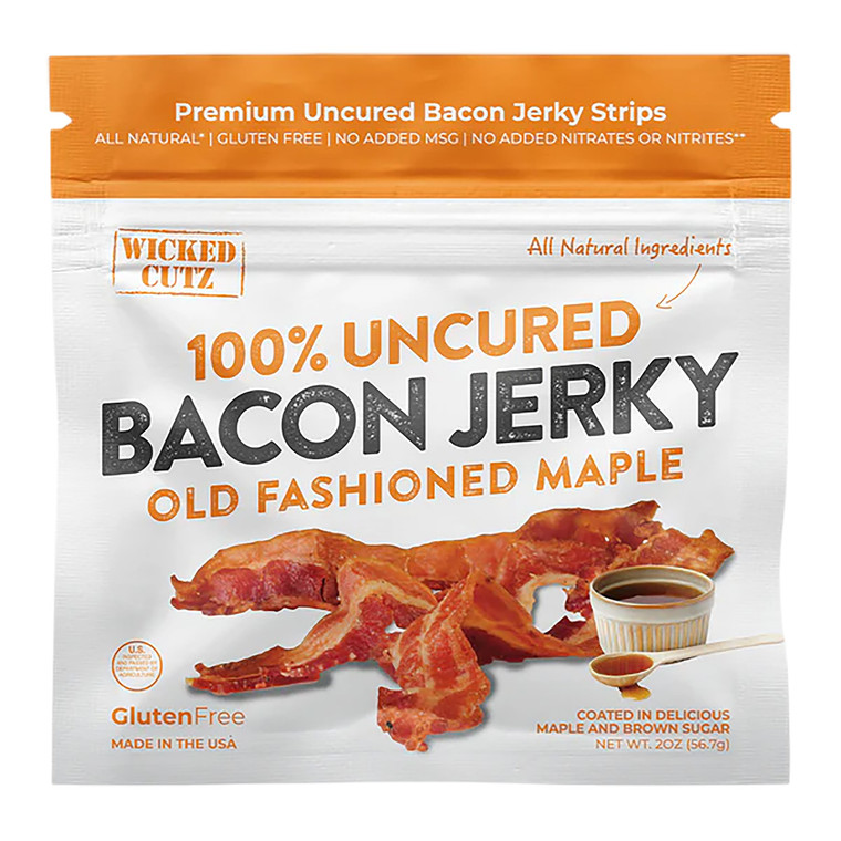 Wicked Cutz WCPJ02MA Old Fashioned Maple Bacon Jerky 2 Servings 10 Pack
