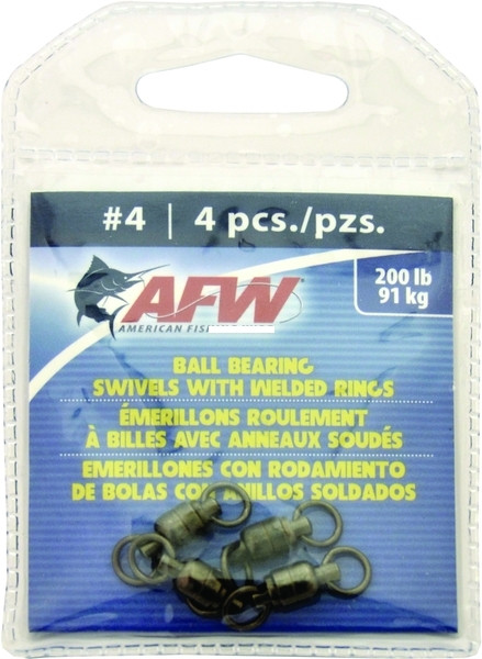 AFW Ball-Bearing Swivels - 200lb;#4 2WldRg;GnmtlBlk;4pc