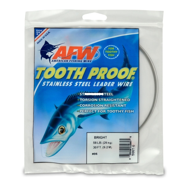 AFW Tooth Proof - 58lb Test #6 30ft Bright