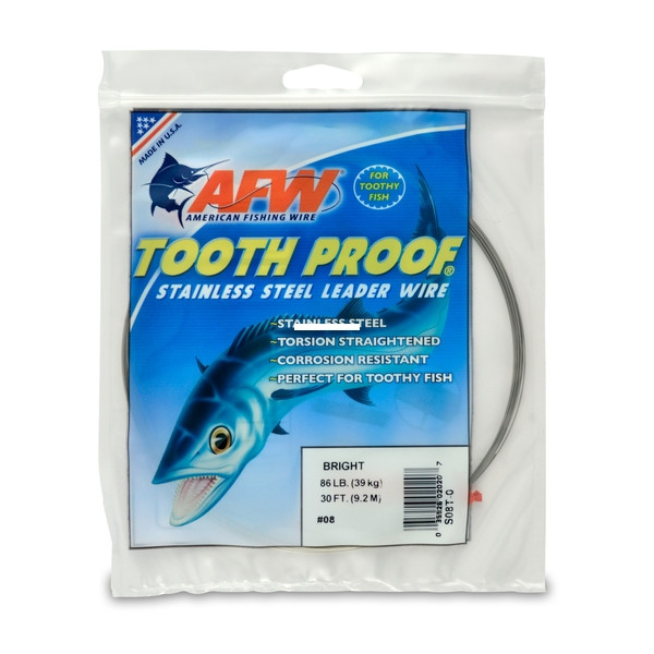 AFW Tooth Proof - 86lb Test #8 30ft Bright