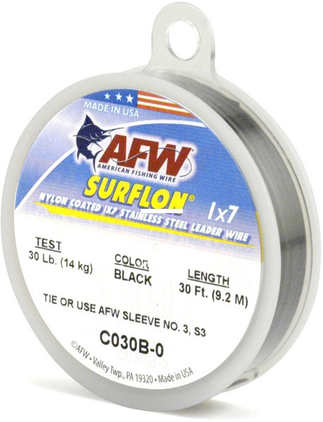 Surflon Leader Wire - 15lb 30' Nyl 1x7 SS Blk