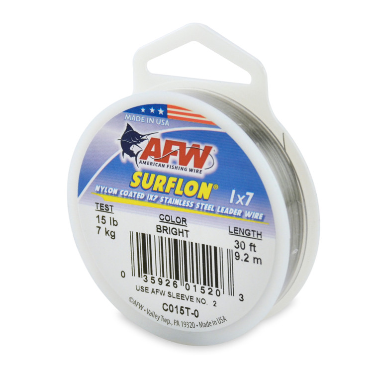 Surflon Leader Wire - 15lb 30' Nyl 1x7 SS Brght