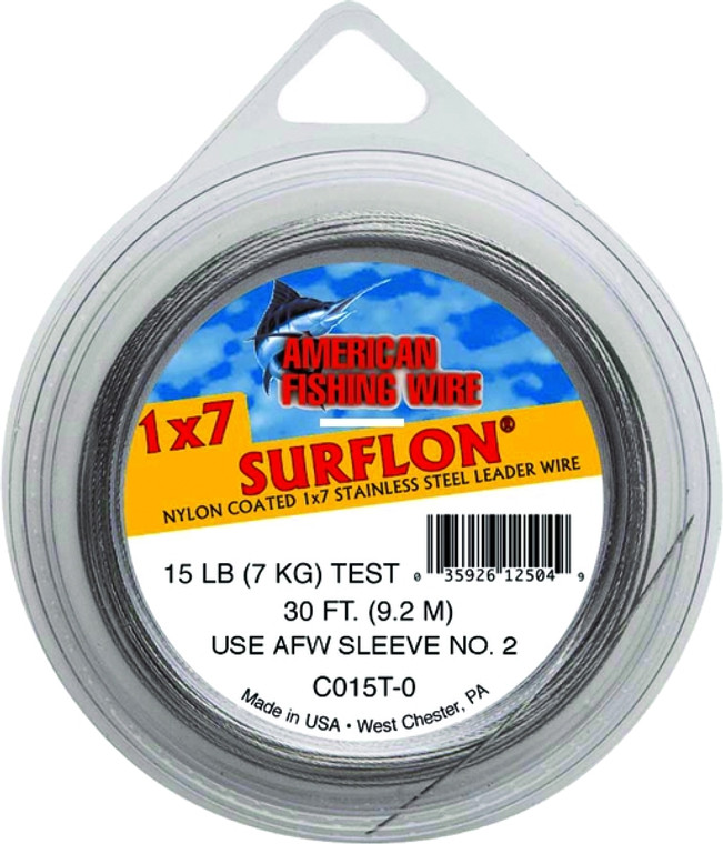 Surflon Leader Wire - 20lb 30' Nyl 1x7 SS Brght