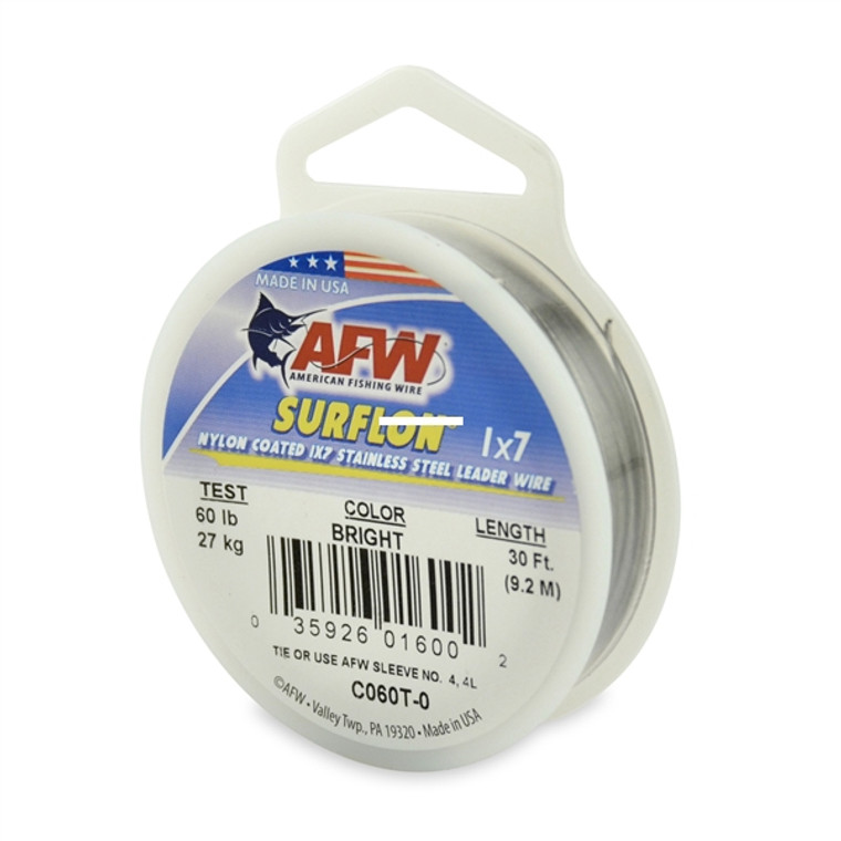 Surflon Leader Wire - 60lb 30' Nyl 1x7 SS Brght