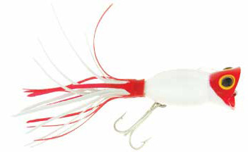 Arbogast Hula Popper - 3/8oz 2'' White Red/Head