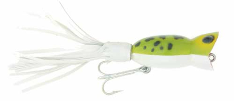 Arbogast Hula Popper - 5/8oz 2.25'' Frog/Wht Belly