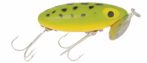 Arbogast Jitterbug - 3/8oz 2.5'' Frog/Yellow Bly