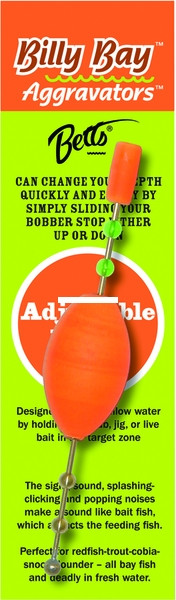 Betts Adj Depth Bobber - Oval 2.5'' Orange 1pk