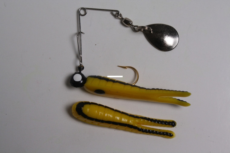 Betts Spin Split Tail - 1/16oz Ylw/Blk Str 12/cd