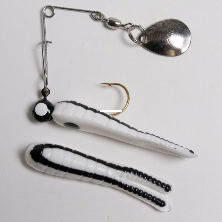 Betts Spin Split Tail - 1/32oz Wht/Blk Str 12/cd