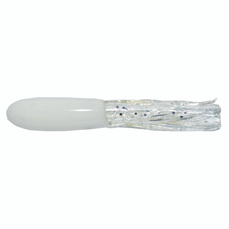 Big Bite Crappie Tube - 1.5'' Wht/Clear Sparkle 10pk