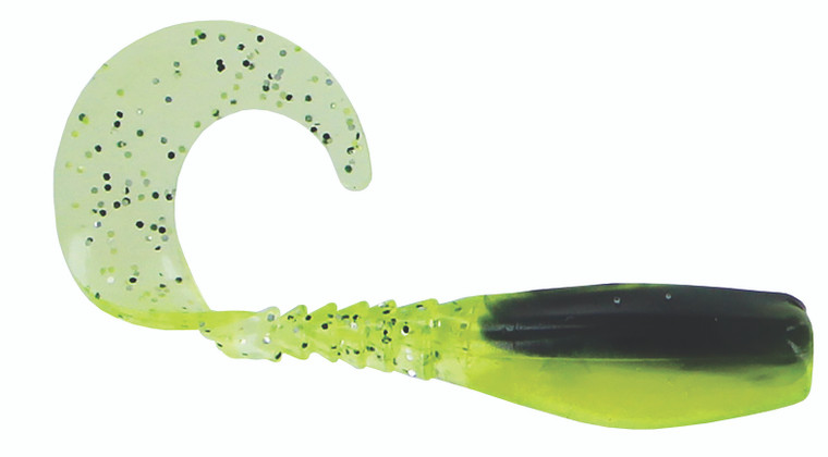 Big Bite CurlyTail Crp Minnr - 2'' Chartreuse Shad 10pk