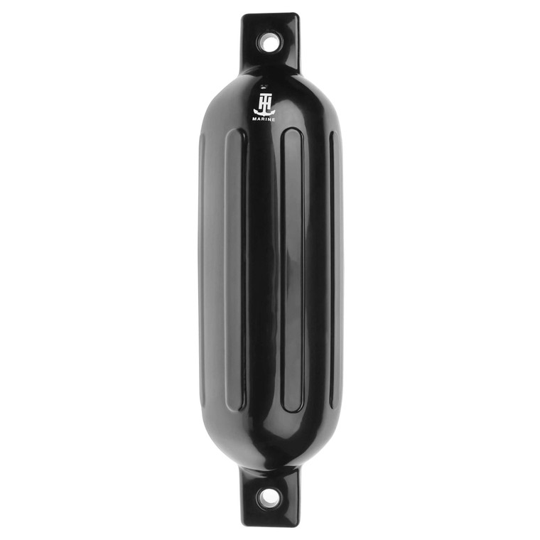 BOAT Ribbed Boat Fender - Inflat - 5.5''x20'' Blk w/logo