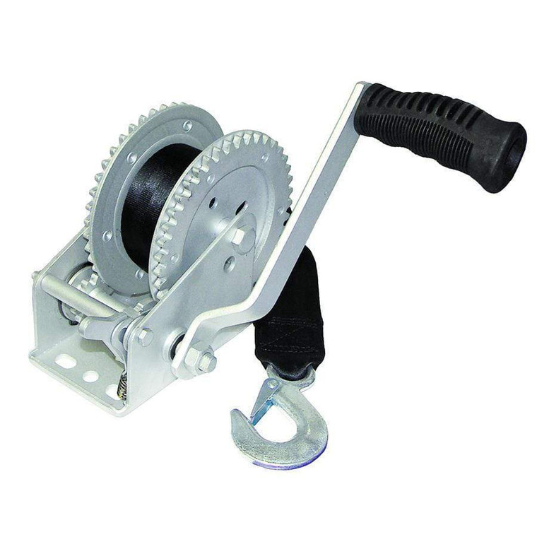 BOAT Trailer Winch - 1000 lb;2-Way;Strap;ZincHook