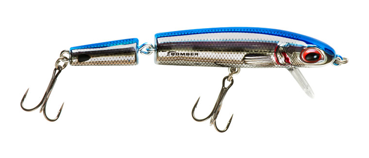 Bomber Jointed Wake Minnow - 5.375'' Chrome/Blue Back