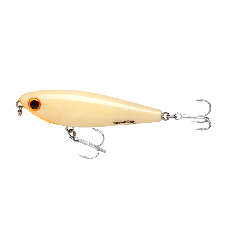 Bomber Saltwater Badonk Hi P - 3/4oz 4'' Bone/OrgThroat