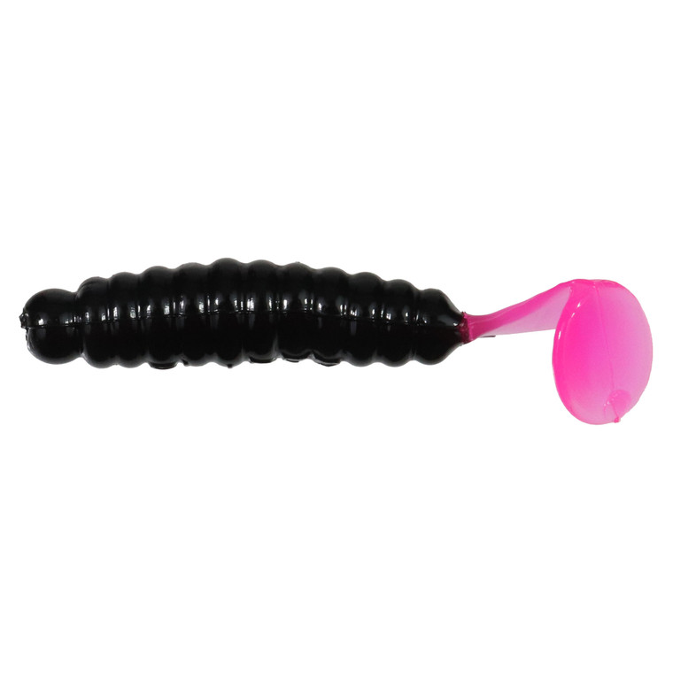 Charlie Brewer Crappie Grub - 1.5'' Black/Pink 15pk