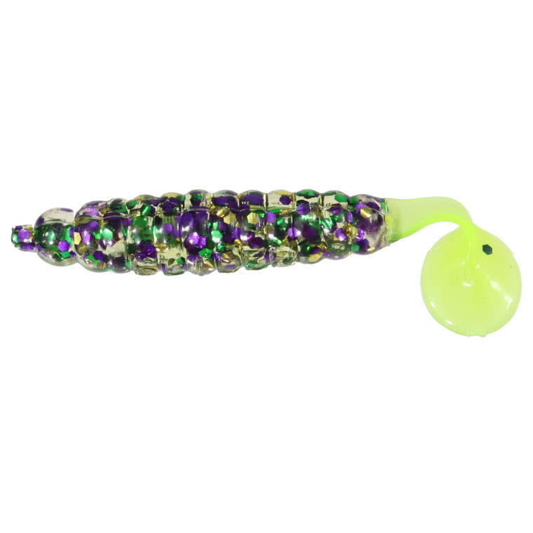 Charlie Brewer Crappie Grub - 1.5'' Mardi Gras 15pk